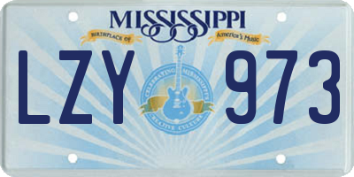 MS license plate LZY973