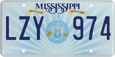 MS license plate LZY974