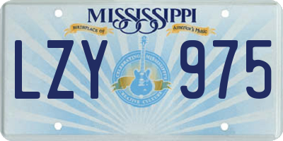 MS license plate LZY975