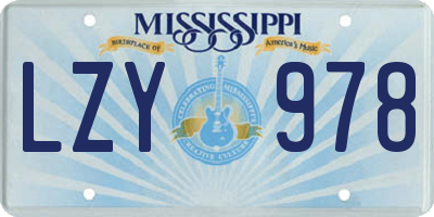 MS license plate LZY978