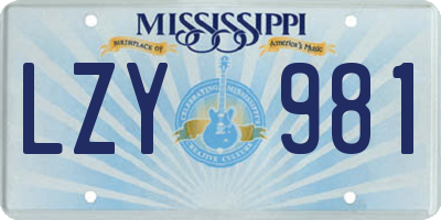 MS license plate LZY981
