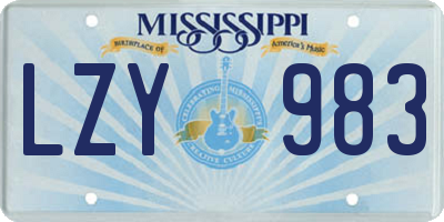 MS license plate LZY983