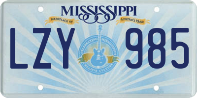 MS license plate LZY985