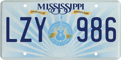 MS license plate LZY986