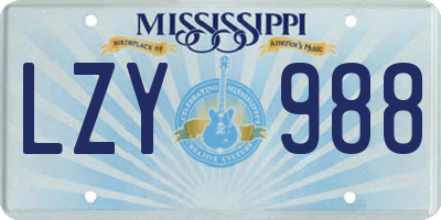 MS license plate LZY988