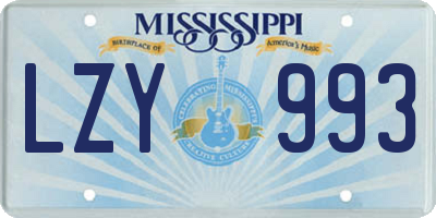 MS license plate LZY993