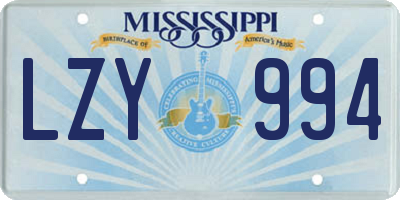MS license plate LZY994