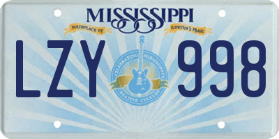 MS license plate LZY998
