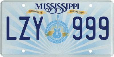 MS license plate LZY999