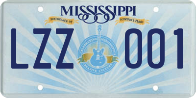 MS license plate LZZ001