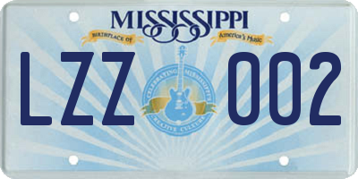 MS license plate LZZ002