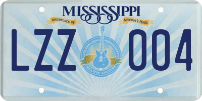 MS license plate LZZ004