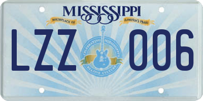 MS license plate LZZ006