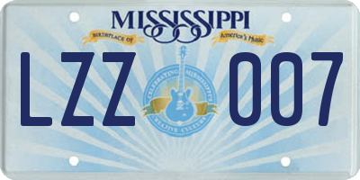 MS license plate LZZ007