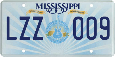 MS license plate LZZ009