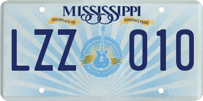 MS license plate LZZ010