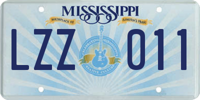 MS license plate LZZ011