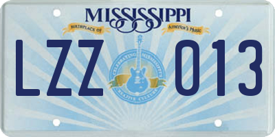 MS license plate LZZ013