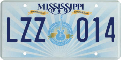 MS license plate LZZ014