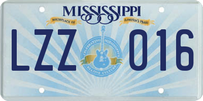 MS license plate LZZ016
