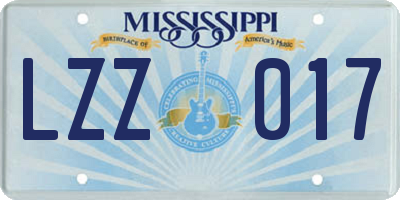 MS license plate LZZ017