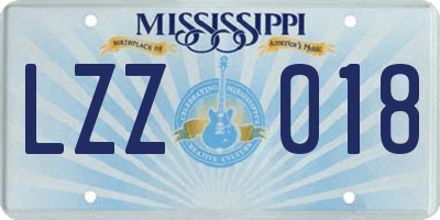 MS license plate LZZ018