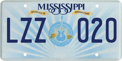MS license plate LZZ020