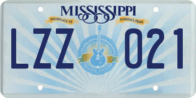 MS license plate LZZ021