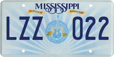 MS license plate LZZ022