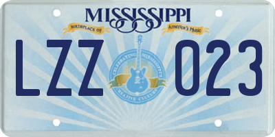 MS license plate LZZ023