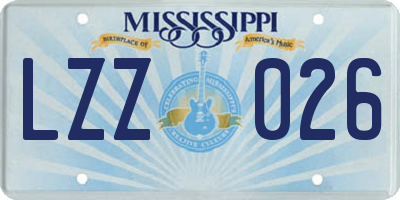 MS license plate LZZ026