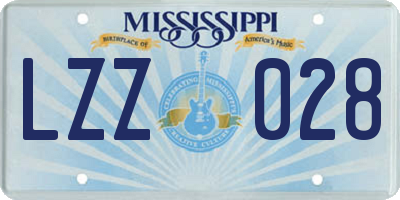 MS license plate LZZ028