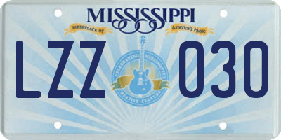 MS license plate LZZ030