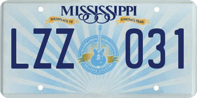MS license plate LZZ031