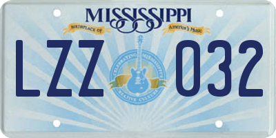 MS license plate LZZ032