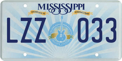 MS license plate LZZ033