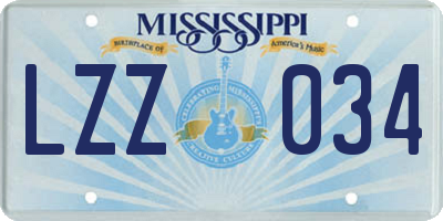 MS license plate LZZ034