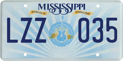 MS license plate LZZ035