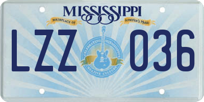 MS license plate LZZ036