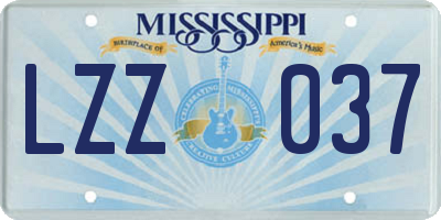 MS license plate LZZ037