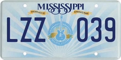 MS license plate LZZ039