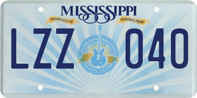 MS license plate LZZ040