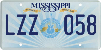 MS license plate LZZ058
