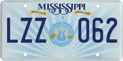 MS license plate LZZ062