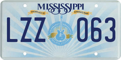 MS license plate LZZ063