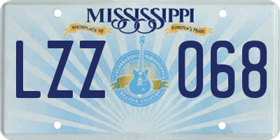 MS license plate LZZ068