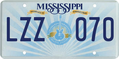 MS license plate LZZ070