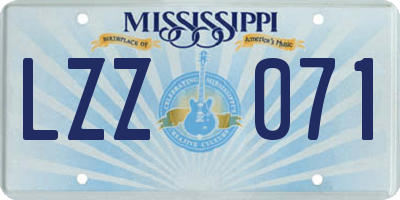 MS license plate LZZ071