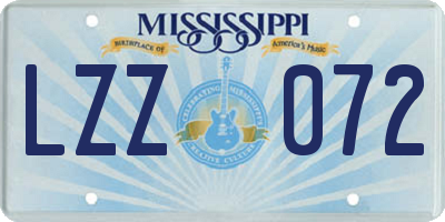 MS license plate LZZ072