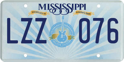 MS license plate LZZ076